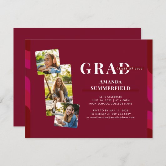 Afstuderen 2024 Fotocollage Bourgogne Afstudeerder Kaart (Voorkant / Achterkant)