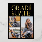 Afstuderen 2024 Fotocollage Graduation Party Gold Folie Uitnodiging (Voorkant)