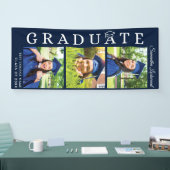 Afstuderen 2024 Fotocollage Navy Blue Afstuderen Spandoek (Beurs)