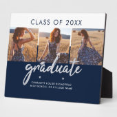 Afstuderen 2024 Fotocollage Navy Blue Keepsake Fotoplaat (Zijkant)