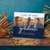 Afstuderen 2024 Fotocollage Navy Blue Keepsake Fotoplaat (Zijkant)