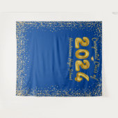 Afstuderen 2024 Gouden Ballonnen Blauwe Foto Achte Wandkleed (Voorkant (horizontaal))