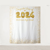 Afstuderen 2024 gouden ballonnen witte foto achter wandkleed (Voorkant)