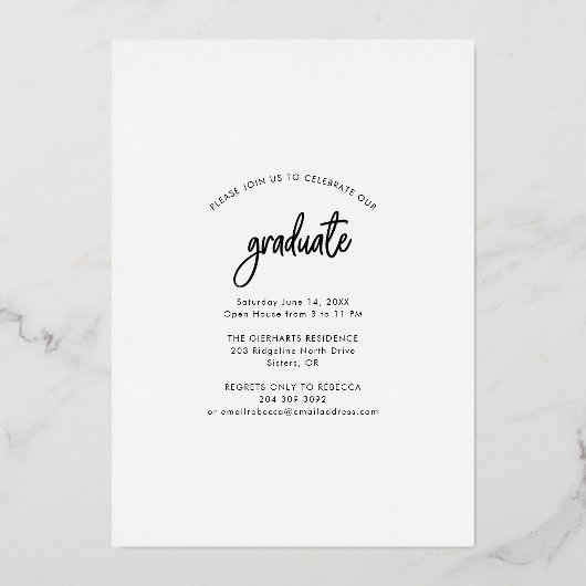 Afstuderen 2024 Modern Roos Gold Photo Afstuderen Folie Uitnodiging (Achterkant)