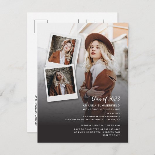 Afstuderen 2024 Multi Foto Afstuderen Partij Uitnodiging Briefkaart (Voorkant / Achterkant)