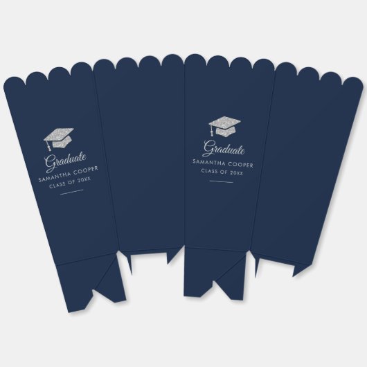 Afstuderen 2024 Navy Blue Afstudeerder Party Custo Bedankdoosjes (Ongevouwen)