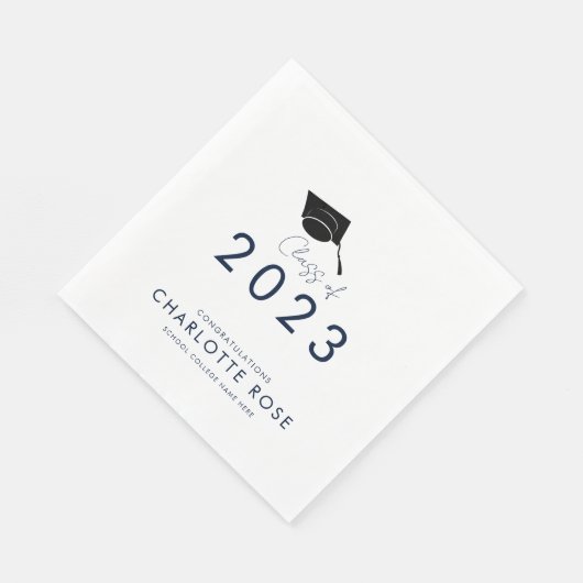 Afstuderen 2024 Navy Blue Script Afstudeerder Part Servet (Hoek)