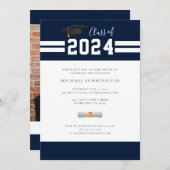 Afstuderen 2024 Navy Wit Foto Open Huis Party Kaart (Voorkant / Achterkant)