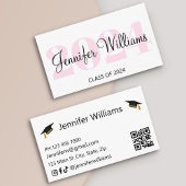 afstuderen 2024 QR code roze script naam kaart