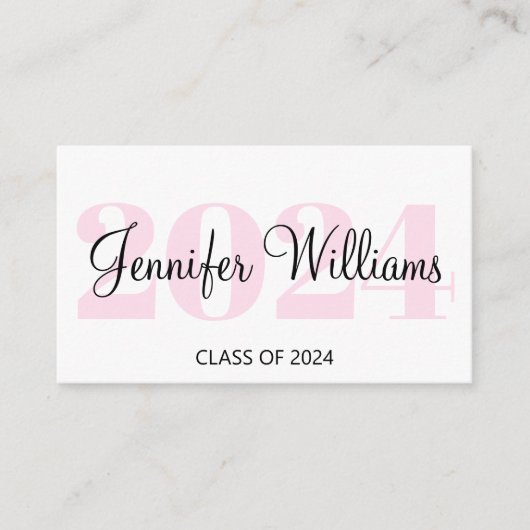 afstuderen 2024 QR code roze script naam kaart (Voorkant)