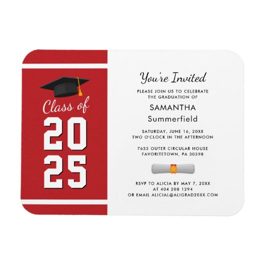 Afstuderen 2024 Rode Afstuderen partijuitnodiging Magneet (Horizontaal)