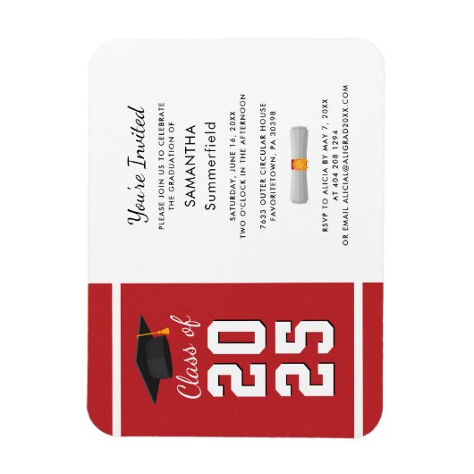 Afstuderen 2024 Rode Afstuderen partijuitnodiging Magneet (Verticaal)