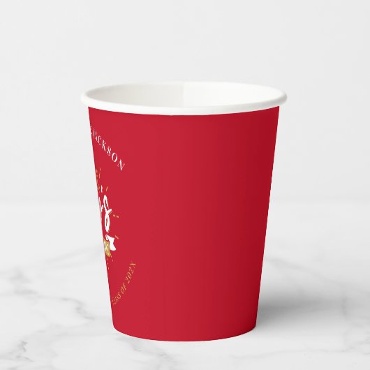 Afstuderen 2024 Rood Modern Afstudeerder Party Papieren Bekers (Links)