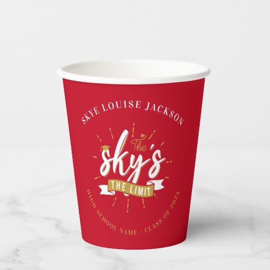 Afstuderen 2024 Rood Modern Afstudeerder Party Papieren Bekers (Voorkant)
