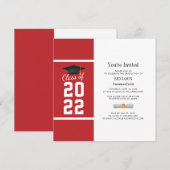 Afstuderen 2024 Rood Wit Elegant Party Kaart (Voorkant / Achterkant)