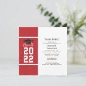 Afstuderen 2024 Rood Wit Elegant Party Kaart (Staand voorkant)