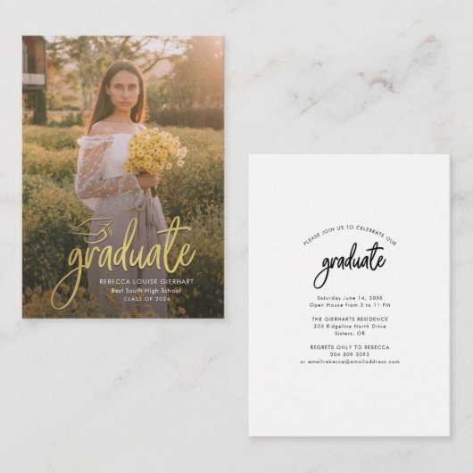 Afstuderen 2024 Script Foto Afstuderen Aankondigin Notitiekaartje (Voorkant / Achterkant)