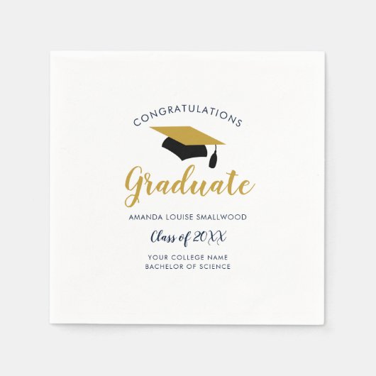 Afstuderen 2024 Script Gold Pet Afstudeerder Party Servet (Voorkant)