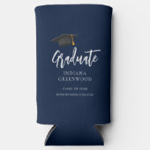 Afstuderen 2024 Script Navy Blue Custom Seltzer Blikjeskoeler (Voorkant)