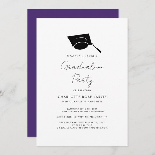 Afstuderen 2024 Script Paarse Afstuderen Partij Kaart (Voorkant / Achterkant)