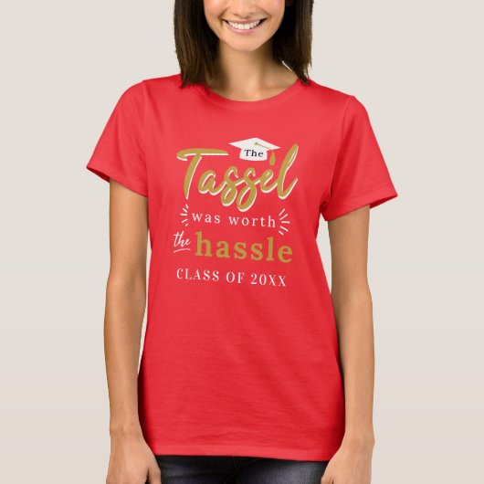 Afstuderen 2024 Tassel was de moeite waard de gewo T-shirt (Voorkant)