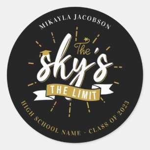 Afstuderen 2024 The Sky's The Limit Afstuderen zwa Ronde Sticker
