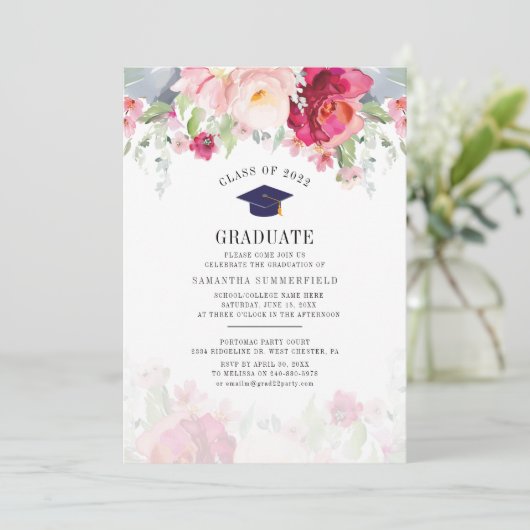 Afstuderen 2024 Waterverf Afstudeerder Bloemenfees Kaart (Staand voorkant)