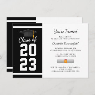 Afstuderen 2024 Zwart-wit Afstudeerder Party Kaart