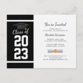 Afstuderen 2024 Zwarte Typografie Feestuitnodiging Informatiekaartje (Voorkant)