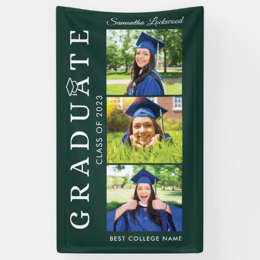 Afstuderen 2025 Afstudeerder Foto Groen en Wit Spandoek (Verticaal)