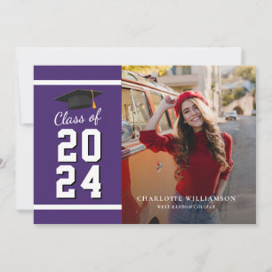 Afstuderen 2025 Afstudeerder Foto Paarse en Wit Aankondiging