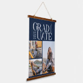 Afstuderen 2025 Afstudeerder Fotocollage Navy Blau Hangend Wandkleed (Gebogen)