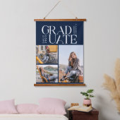 Afstuderen 2025 Afstudeerder Fotocollage Navy Blau Hangend Wandkleed (Slaapkamer)