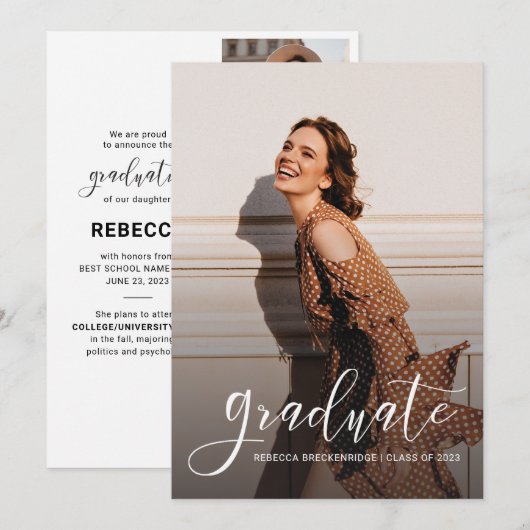 Afstuderen 2025 Afstudeerder Foto's Eenvoudig Aankondiging (Voorkant / Achterkant)