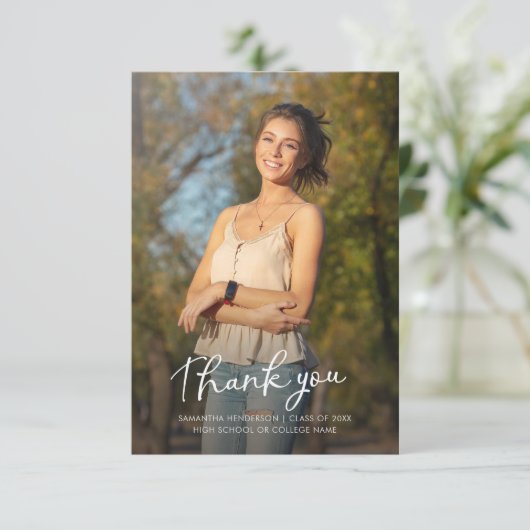Afstuderen 2025 Afstudeerder Foto's Modern Afstude Bedankkaart (Staand voorkant)