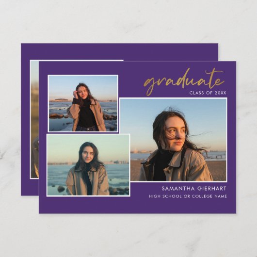 Afstuderen 2025 Afstudeerder Foto's Paarse aankond (Voorkant / Achterkant)