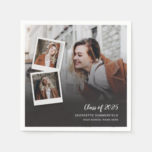 Afstuderen 2025 Afstudeerder Foto's Party Paper Servet (Voorkant)