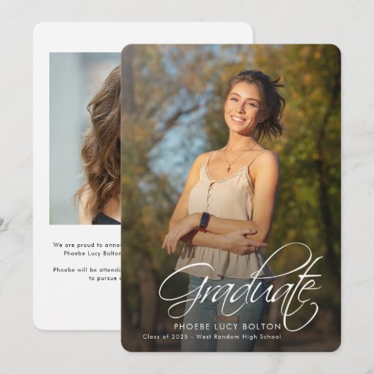 Afstuderen 2025 Afstudeerder Foto's Senior Kalligr Aankondiging (Voorkant / Achterkant)