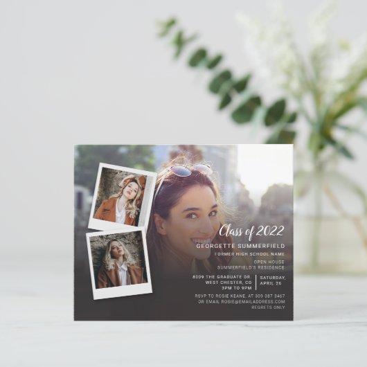 Afstuderen 2025 Afstudeerder Party Fotouitnodiging (Staand voorkant)