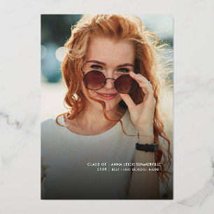 Afstuderen 2025 Afstuderen Party Foto Roos Gold Folie Uitnodiging