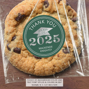 Afstuderen 2025 Bedankt Groene Faux Zilverfolie Ronde Sticker