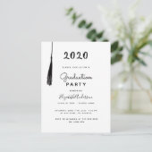 Afstuderen 2025 Black White Tassel Uitnodiging (Staand voorkant)