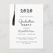 Afstuderen 2025 Black White Tassel Uitnodiging (Voorkant)