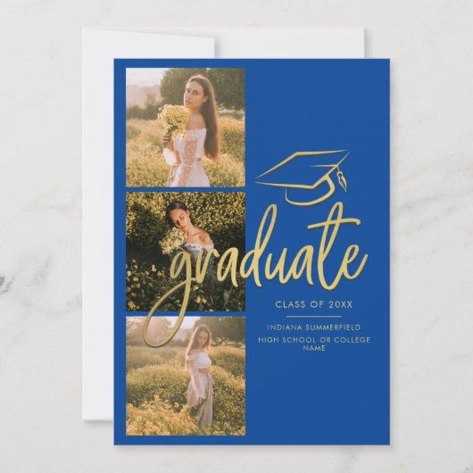 Afstuderen 2025 Blauw Afstuderen Fotocollage Aankondiging (Voorkant)