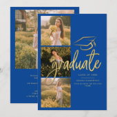 Afstuderen 2025 Blauw Afstuderen Fotocollage Aankondiging (Voorkant / Achterkant)