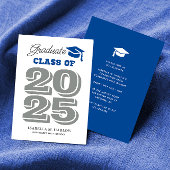 Afstuderen 2025 Blauw en grijs Afstuderen Uitnodig Kaart