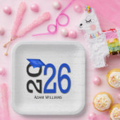 Afstuderen 2025 Blauw en Zwart op Hout Papieren Bordje (Feest)