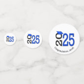 Afstuderen 2025 Blauw en Zwart Schoolkleuren Confetti (Voorkanten)