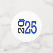 Afstuderen 2025 Blauw en Zwart Schoolkleuren Confetti (Kleine voorkant)