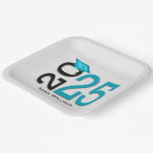 Afstuderen 2025 Blauwgroen en zwart op hout Papieren Bordje (Gebogen)